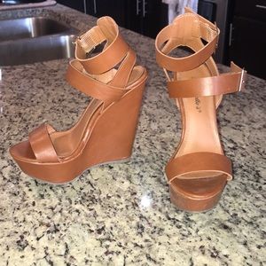 Size 5 Brown/Tan Wedges- Lightly Worn